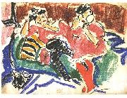 Ernst Ludwig Kirchner Two women at a couch Spain oil painting artist